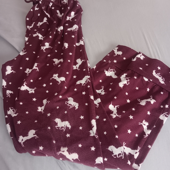 Kids Unicorn Pajamas - Maroon and White - Picture 1 of 3